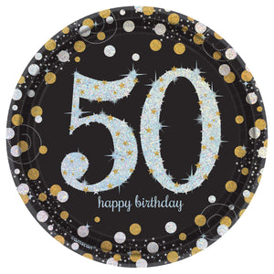 Sparkling Celebration 50 Round Prismatic Plates, 7"