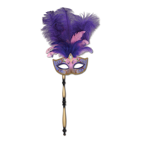Mask Featered Purple/Pink/Gold w/Stick
