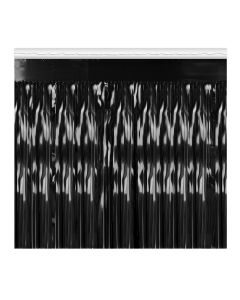 Pkgd 1-Ply Metallic Fringe Drape Black 15" x 10'