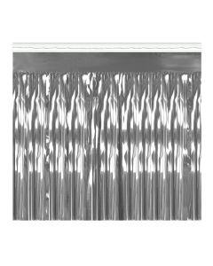 Pkgd 1-Ply Metallic Fringe Drape Silver 15" x 10'