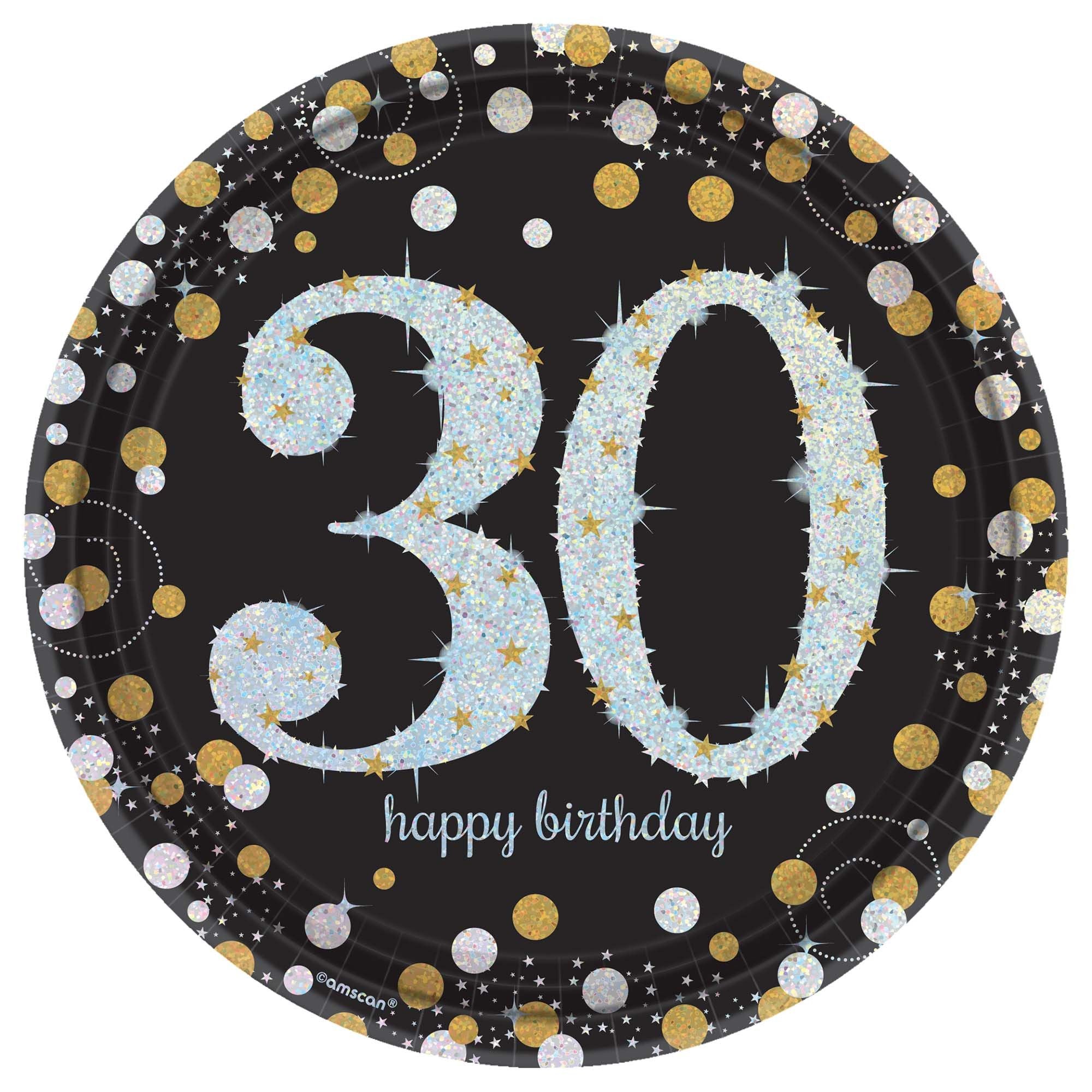 Sparkling Celebration 30 Round Prismatic Plates, 9"