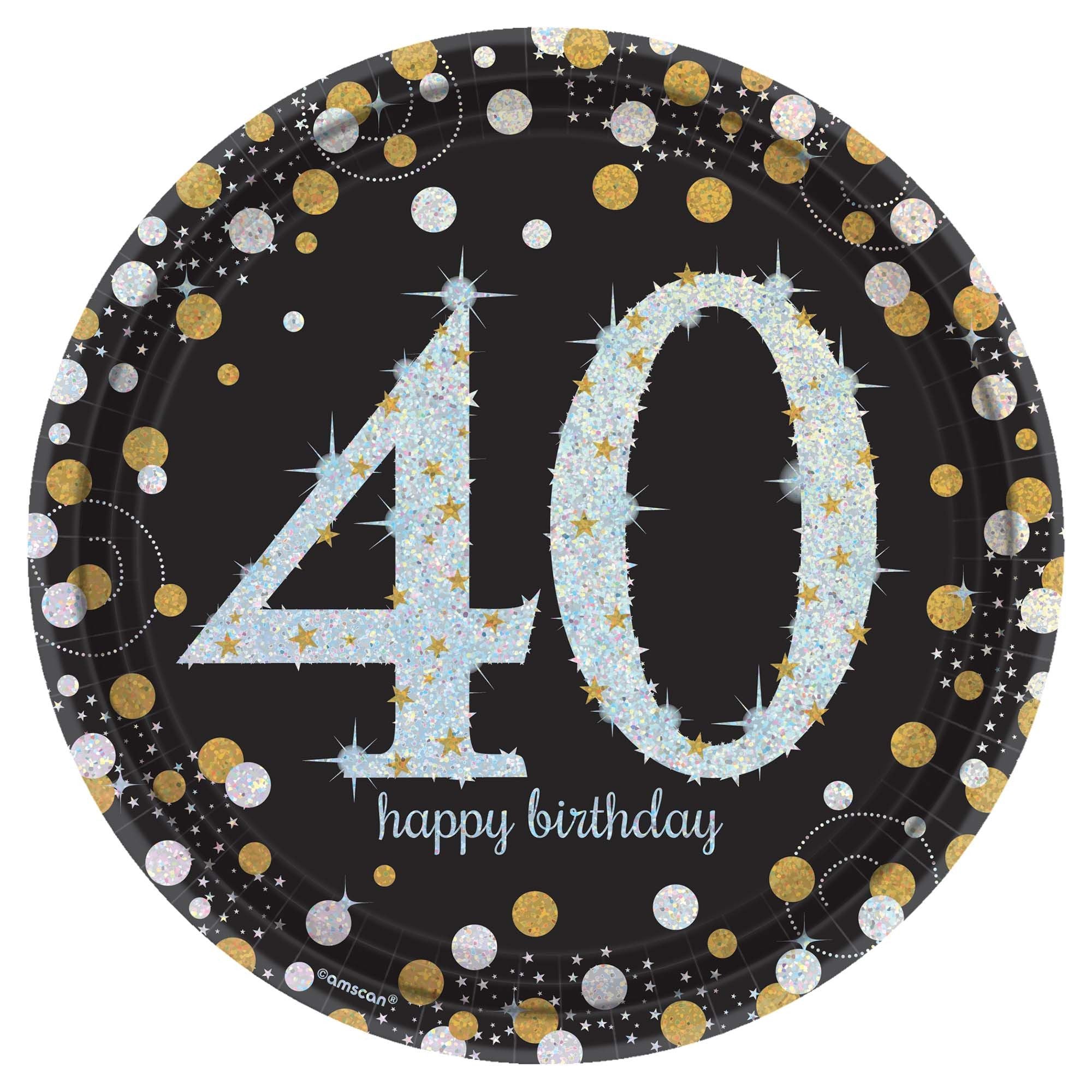 Sparkling Celebration 40 Round Prismatic Plates, 9"