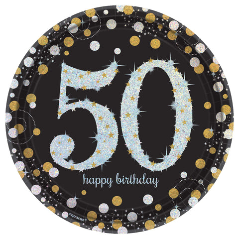 Sparkling Celebration 50 Round Prismatic Plates, 9"