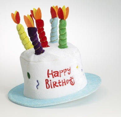 Hat Happy Birthday Candle Blue/White