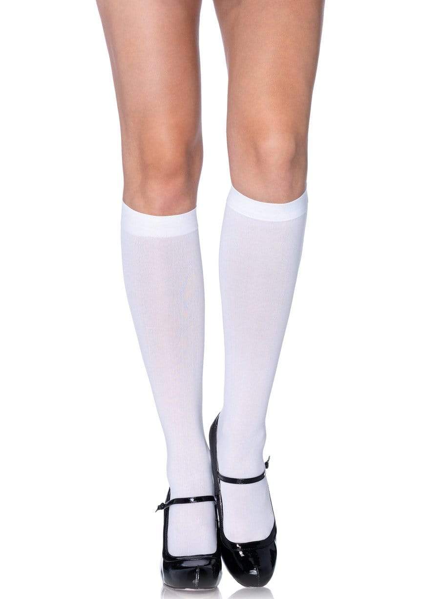 White Opaque Knee Highs