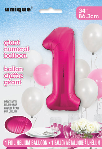 34" Foil Pink Number 1 Balloon