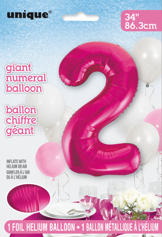 34" Foil Pink Number 2 Balloon