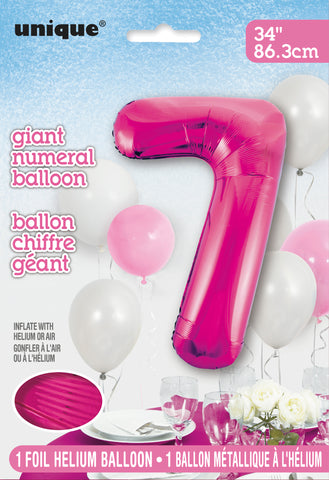 34" Foil Pink Number 7 Balloon