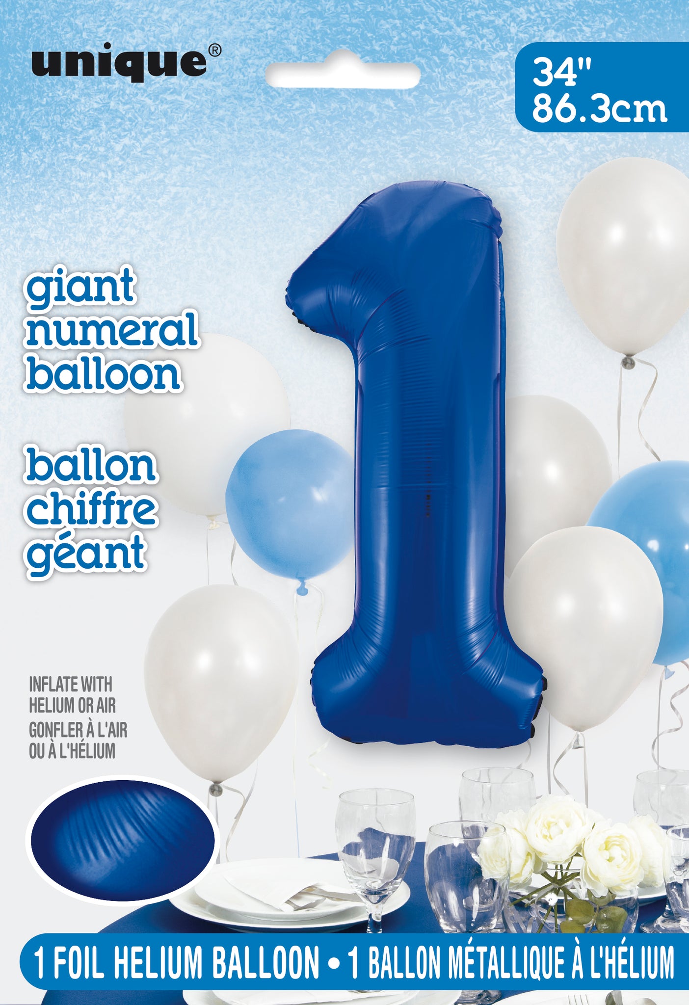 34" Foil Blue Number 1 Balloon