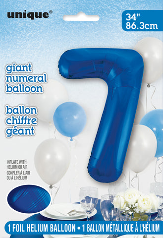 34" Foil Blue Number 7 Balloon