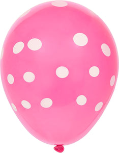 12" Polka Dot Latex Balloons - Hot Pink