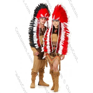 Indian Headress Red/White/Black