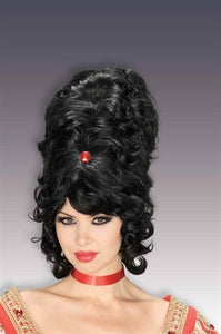 Wig Beehive Black With Red Jewel