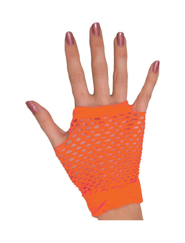 Gloves Fishnet Short Neon Orange