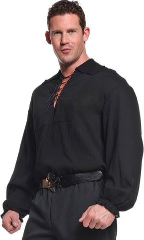 Shirt Pirate Black Lace Front XL