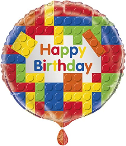 Happy Birthday Building Block Mylar Balloon 18"