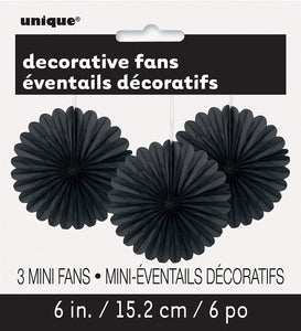 Mini Decor Fans Black 3CT