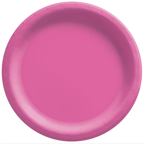 6 3/4" Round Paper Plates - Bright Pink