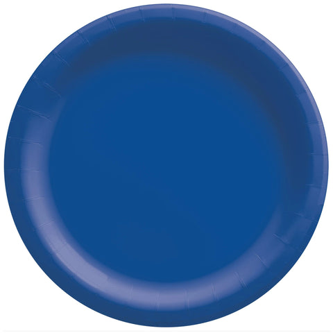 6 3/4" Round Paper Plates - Bright Royal Blue