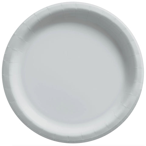 6 3/4" Round Paper Plates - Silver