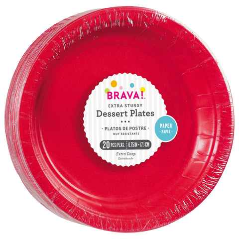 6 3/4" Round Paper Plates - Apple Red