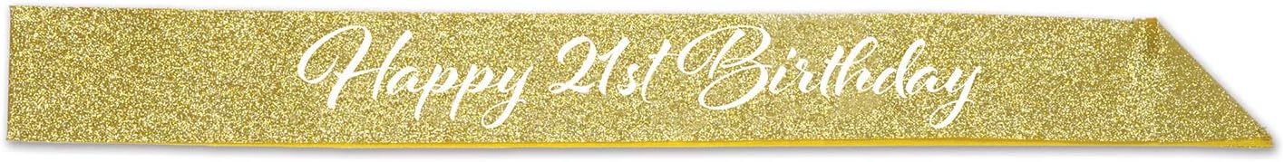 Sash Happy 21st Gold Glitter