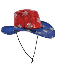 Sequined Patriotic Cowboy Hat