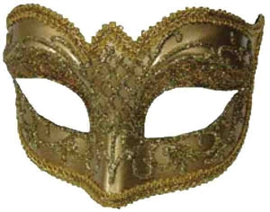 Mask Venetian Glasses Gold w/GLD Glitter