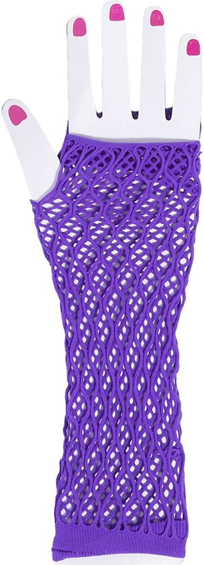 Double Fishnet Gloves - Purple