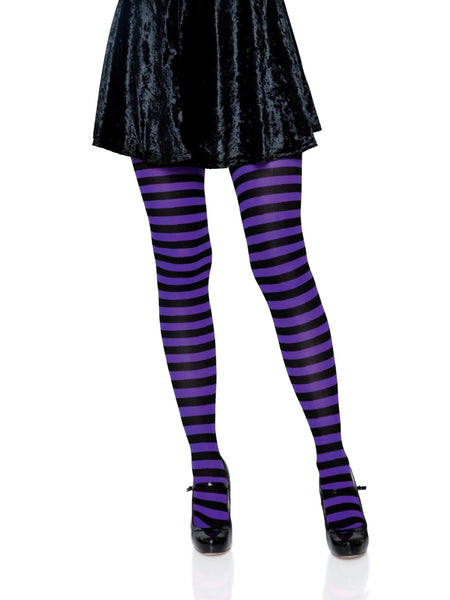 Purple/Black Stripped Tights