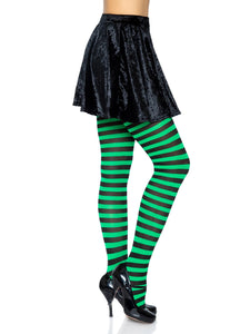 Green/Black Striped Tights