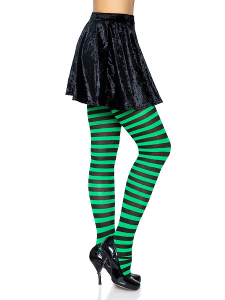 Green/Black Striped Tights