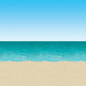 Plastic Ocean & Sandy Beach Photo Backdrop 4' X 30'