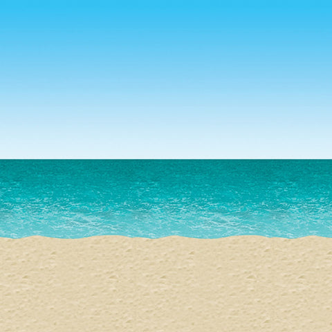 Plastic Ocean & Sandy Beach Photo Backdrop 4' X 30'