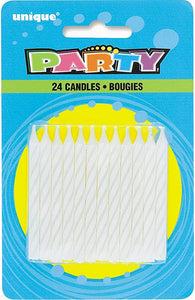 Stripes Party Candles - 2.5", White, 24 Pcs