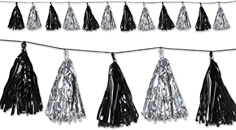 Metallic Tassel Garland Black and Silver