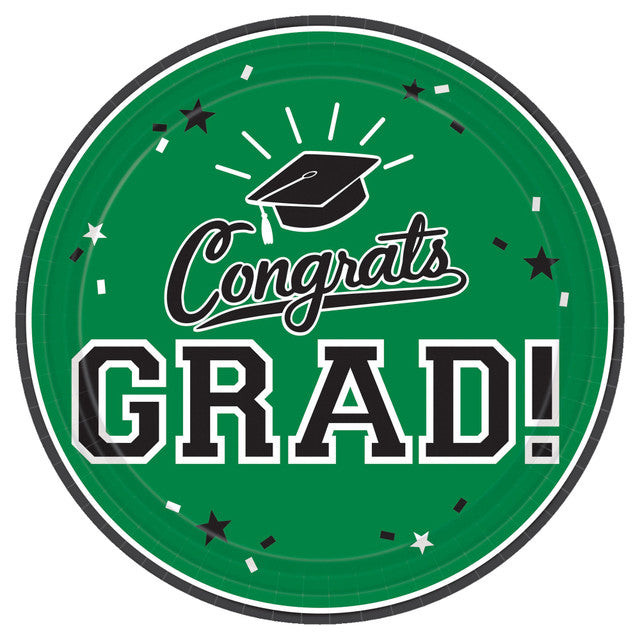 7? Green Grad Round Paper Plates � 18CT