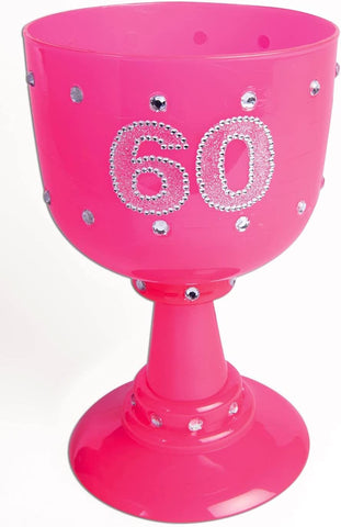 Goblet 60th Bday Pink Plastic