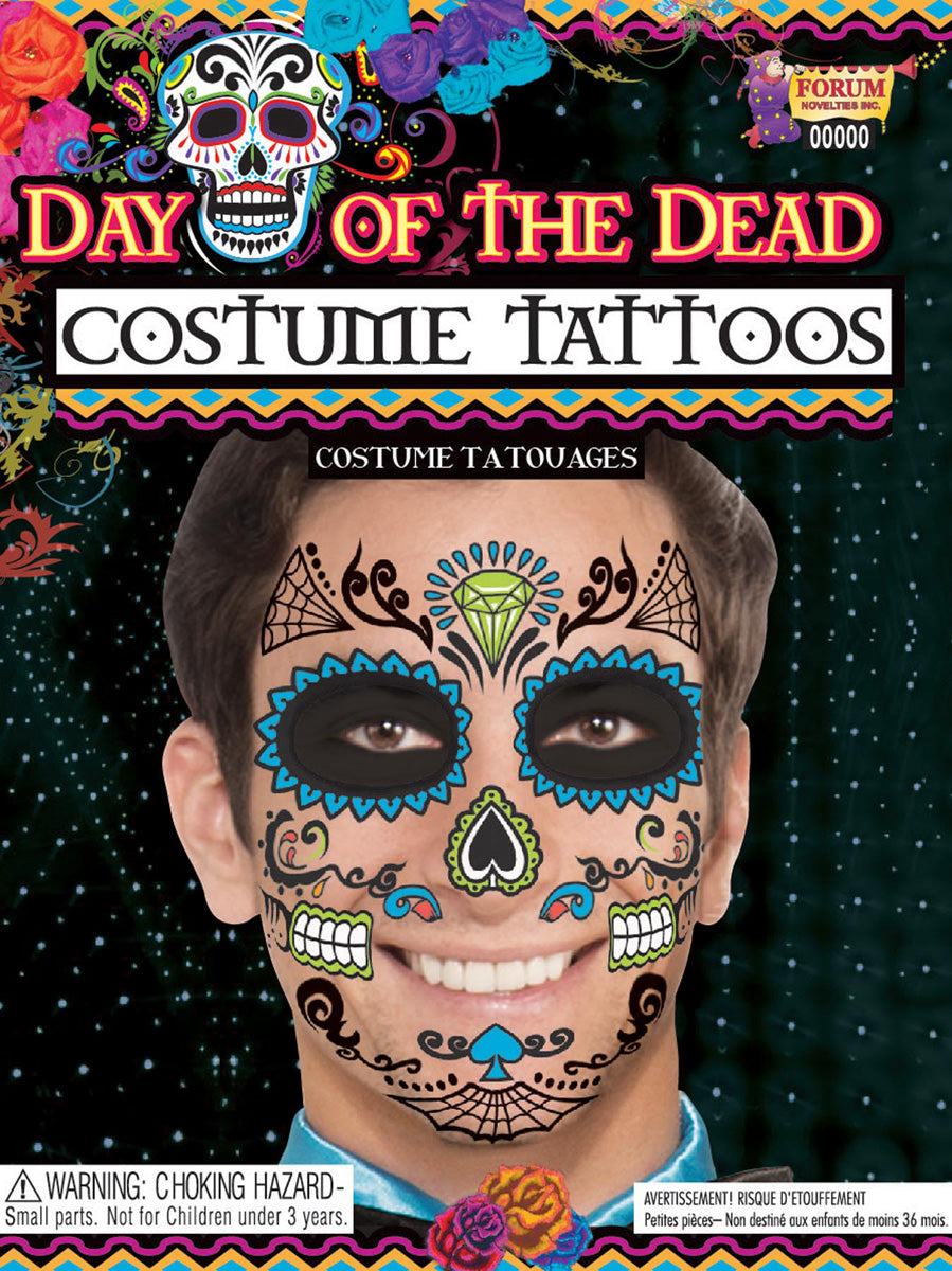 Tattoo Day of The Dead Guy Blue/Green