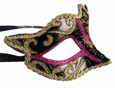 Mask Venetian Black w/GLD/Pink Glitter