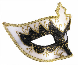 EYE MASK W/RIBBON-GLD/BLK/WHTE