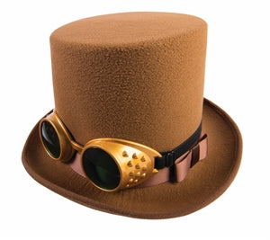 Hat Steampunk w/Goggles Brown