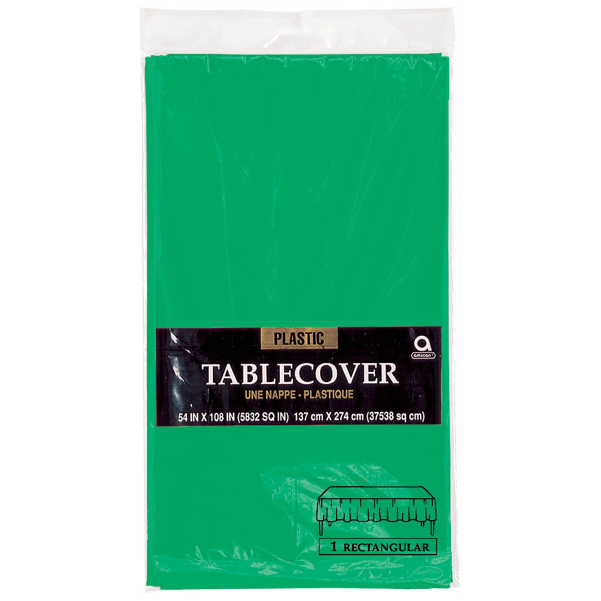 Rectangle Plastic Table Cover - Festive Green 
54" X 108"