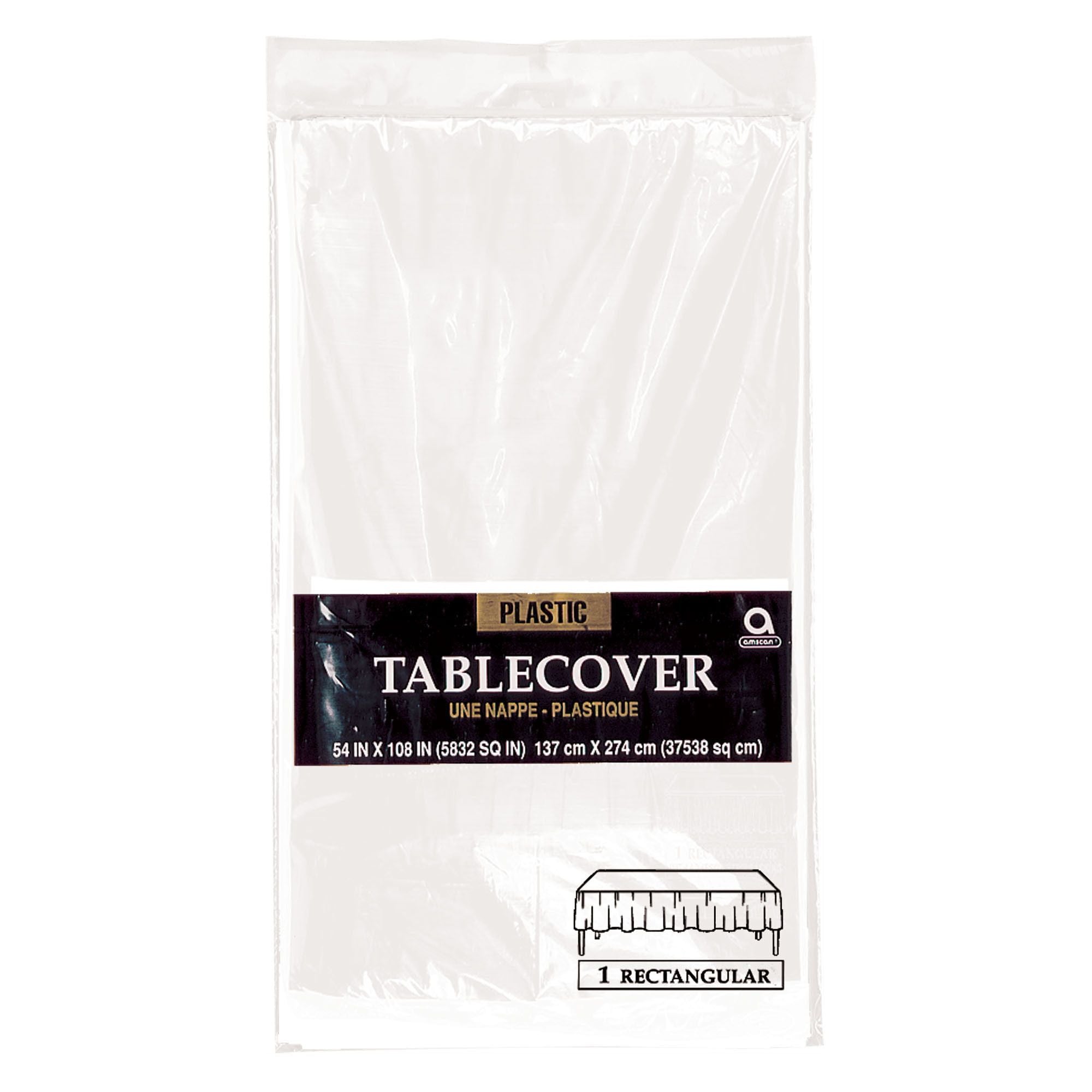 Rectangle Plastic Table Cover - White
54" X 108"