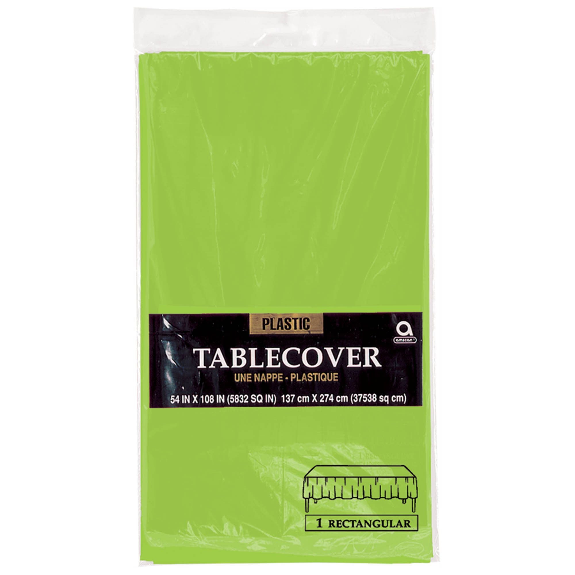 Rectangle Plastic Table Cover - Kiwi Green 54" X 108"