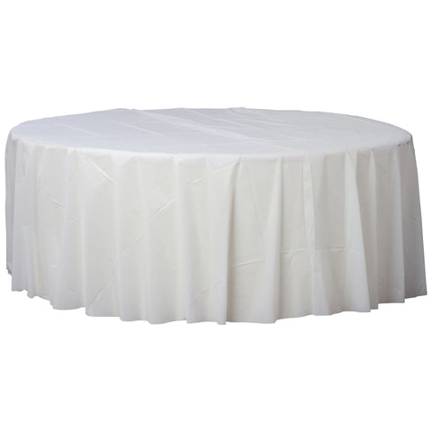 Round Plastic Table Cover - Frosty White - 84"
