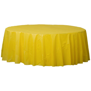 Round Plastic Table Cover - Sun Yellow - 84"