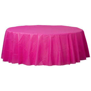 Round Plastic Table Cover - Magenta - 84"