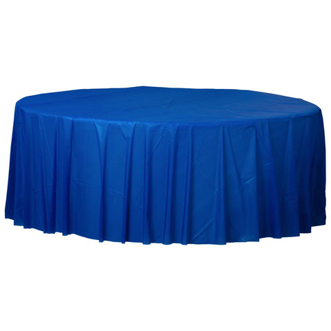 Round Plastic Table Cover - Bright Royal Blue - 84"