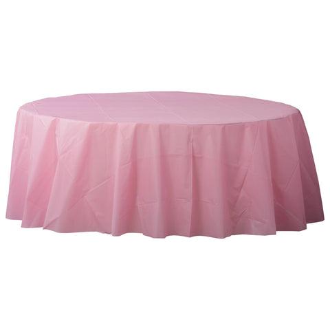 Round Plastic Table Cover - New Pink - 84"